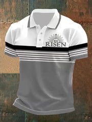 Freizeit-Poloshirt „He Is Risen“ mit Streifenprint für Herren