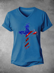 T-Shirt mit Faith Cross Flag-Print für Damen