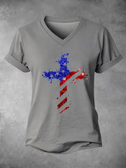 T-Shirt mit Faith Cross Flag-Print für Damen