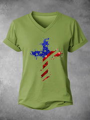 T-Shirt mit Faith Cross Flag-Print für Damen