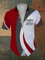 Herren-Kurzarmhemd mit Aufdruck „Faith Iron Sharpens Iron Brothers In Christ“