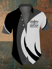 Herren-Kurzarmhemd mit Aufdruck „Faith Iron Sharpens Iron Brothers In Christ“