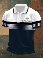 Lässiges Poloshirt mit Streifenprint „Be The Light“ für Herren