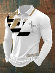 Men's Faith Over Fear Cross Faith Geometric Print Casual Long-Sleeve