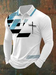 Men's Faith Over Fear Cross Faith Geometric Print Casual Long-Sleeve