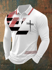 Men's Faith Over Fear Cross Faith Geometric Print Casual Long-Sleeve