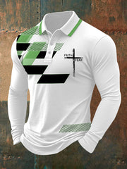 Men's Faith Over Fear Cross Faith Geometric Print Casual Long-Sleeve