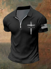 Lockeres Basic-T-Shirt mit V-Ausschnitt und Aufdruck für Herren, kurzärmlig