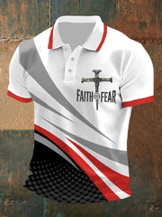 Faith Over Fear Cross Faith Freizeit-Poloshirt für Herren