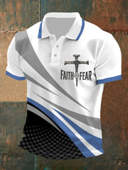 Faith Over Fear Cross Faith Freizeit-Poloshirt für Herren