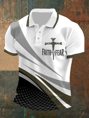 Faith Over Fear Cross Faith Freizeit-Poloshirt für Herren