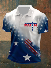Poloshirt mit amerikanischer Flagge und Cross Faith-Print für Herren