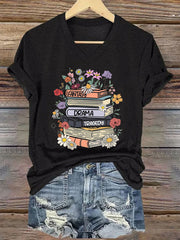 Women's Floral Book Fantasy Drama Tragedy FDT V-Neck Tee