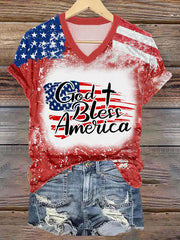 Damen T-Shirt mit Aufschrift „God Bless The America“