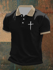 Kurzarm-T-Shirt mit Faith Cross-Print für Herren
