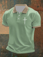 Kurzarm-T-Shirt mit Faith Cross-Print für Herren