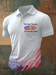 Polo décontracté imprimé « In God We Trust » pour homme