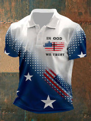 Polo décontracté imprimé « In God We Trust » pour homme