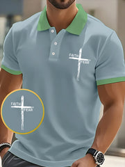 Faith Over Fear Cross Faith Freizeit-Poloshirt für Herren