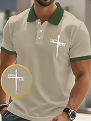 Faith Over Fear Cross Faith Freizeit-Poloshirt für Herren