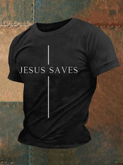 Herren-T-Shirt „Jesus Saves“ mit kurzen Ärmeln