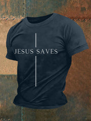 Herren-T-Shirt „Jesus Saves“ mit kurzen Ärmeln
