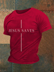Herren-T-Shirt „Jesus Saves“ mit kurzen Ärmeln