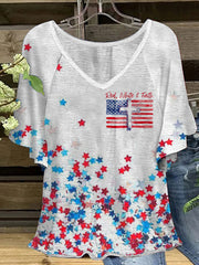 Women's Red White Faith Flag Hang Shot Short Sleeve T-Shirt