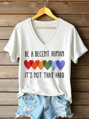Women's Be A Decent Human It's Not That Hard Printed T-Shirt