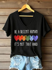 Women's Be A Decent Human It's Not That Hard Printed T-Shirt