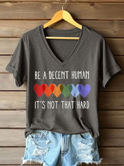 Women's Be A Decent Human It's Not That Hard Printed T-Shirt