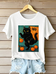 Women's No Kings in America Black Cat Short Sleeve T-Shirt