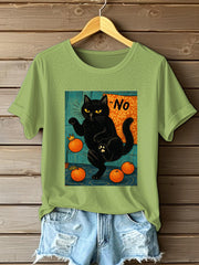 Women's No Kings in America Black Cat Short Sleeve T-Shirt