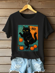 Women's No Kings in America Black Cat Short Sleeve T-Shirt