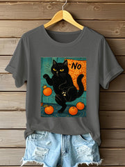 Women's No Kings in America Black Cat Short Sleeve T-Shirt