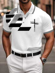 Men's Faith Over Fear Geometric Print Casual Top