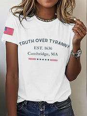 Women's 8647 FDT Truth Over Tyranny Harvard Printed T-Shirt