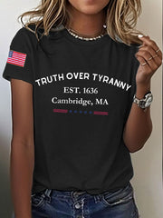 Women's 8647 FDT Truth Over Tyranny Harvard Printed T-Shirt