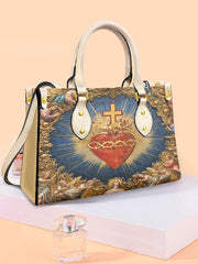 Women's Faith Cross Leather Tote Shoulder Bag