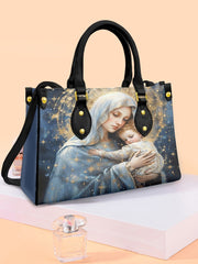 Women's Faith Virgin Mary Leather Tote Shoulder Bag