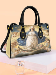 Women's Faith Virgin Mary Leather Tote Shoulder Bag