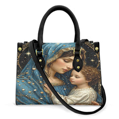 Women's Faith Virgin Mary Leather Tote Shoulder Bag