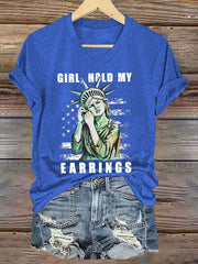 Women's Girl Hold My Earrings Short Sleeve T-Shirt