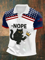 Men's NOPE No Kings In America Black Cat Printed Shirt