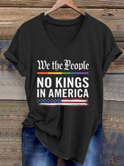 Women's We The People No Kings In America V-Neck Tee