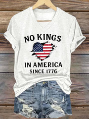 Women's No Kings In America Since 1776 V-Neck Tee