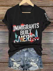 Women's Immigrants Built America V-Neck Tee