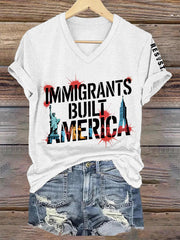 Women's Immigrants Built America V-Neck Tee
