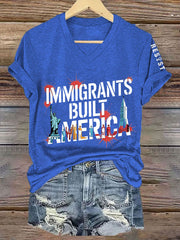 Women's Immigrants Built America V-Neck Tee
