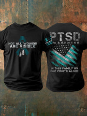 Men's PTSD Awareness Veteran Printed T-shirt